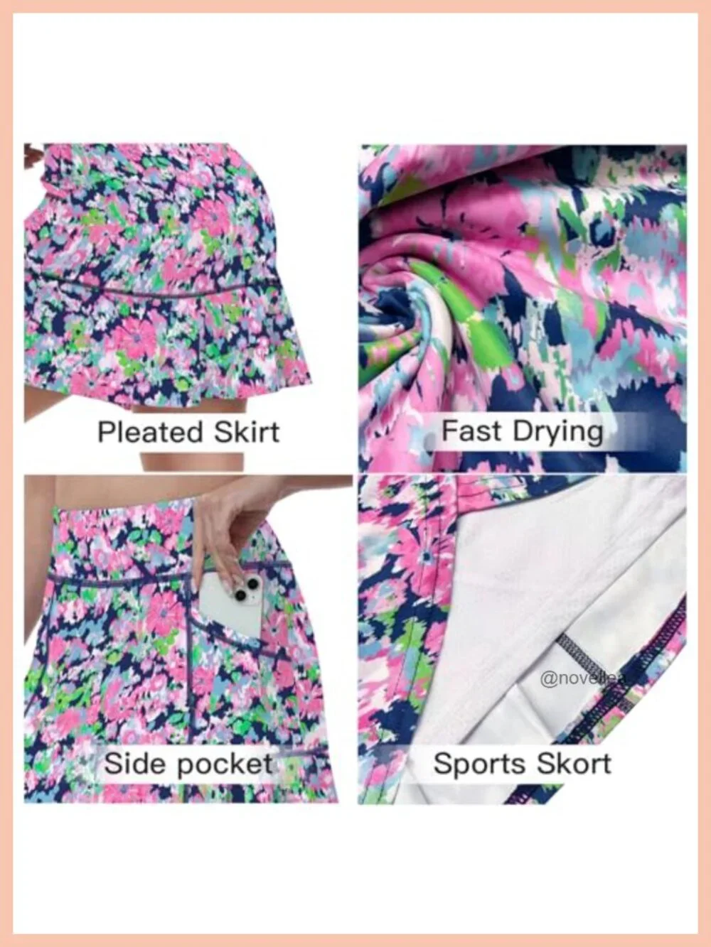 Pleated Tennis Skort with Pockets High Waist Athletic Golf Skirt